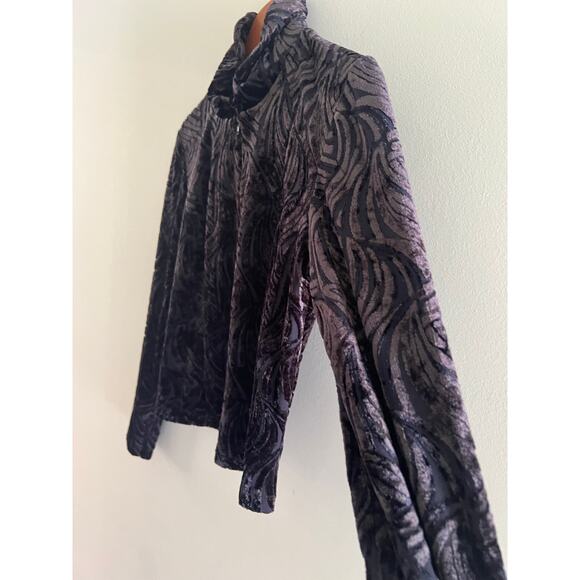 Hanky Panky Zip-up Shacket Sheer Purple Abstract Velvet Design Size Medium JL - Picture 4 of 9